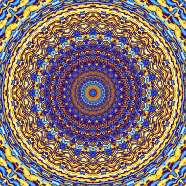 Soyut dijital fraktal model. Yuvarlak mandala dekoratif desen.