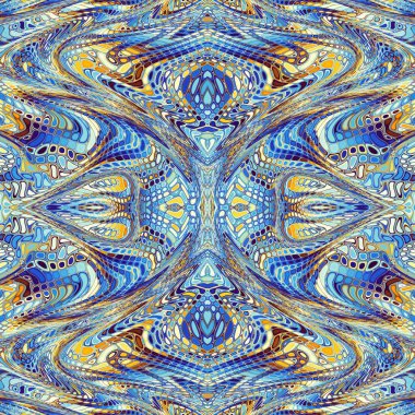 Soyut dijital sanat fraktal deseni. Art Nouveau stilinde simetrik dekoratif süsleme deseni