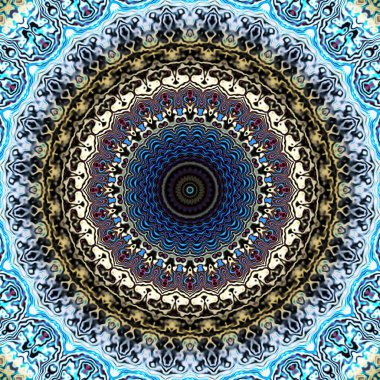 Soyut dijital sanat fraktal deseni. Yuvarlak mandala dekoratif desen.