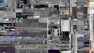 Objelerin kodlayıcısı olan soyut doku. İğrenç bir Datamoshing kalıbının taklidi. Görünüm oranı 16: 9