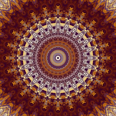 Soyut dijital fraktal model. Yuvarlak mandala dekoratif desen.
