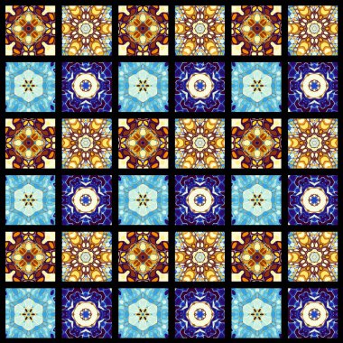 Karelerin soyut dekoratif desenleri. Mozaik sanat süsleme dokusu.