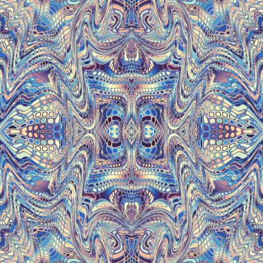 Soyut dijital sanat fraktal deseni. Art Nouveau stilinde simetrik dekoratif süsleme deseni