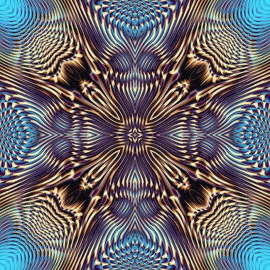 Soyut dijital fraktal model. Simetrik eğri desen.