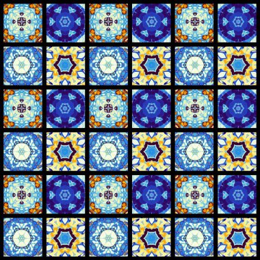 Karelerin soyut dekoratif desenleri. Mozaik sanat süsleme dokusu.