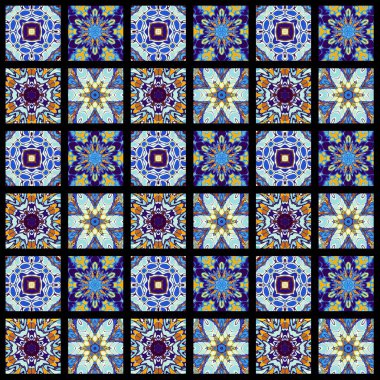 Karelerin soyut dekoratif desenleri. Mozaik sanat süsleme dokusu.