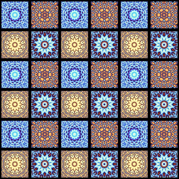 Patrón Abstracto Arte Mosaico Textura Ornamental Patrón Cuadrado Sin Costura —  Fotos de Stock