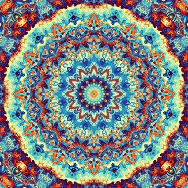 Soyut dijital fraktal model. Yuvarlak mandala dekoratif desen.