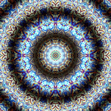 Soyut dijital fraktal model. Yuvarlak mandala dekoratif desen. Rahatlama taklidi.