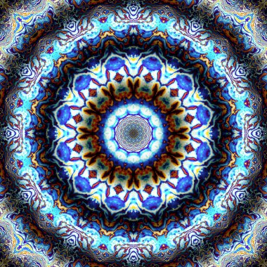 Soyut dijital fraktal model. Yuvarlak mandala dekoratif desen. Rahatlama taklidi.