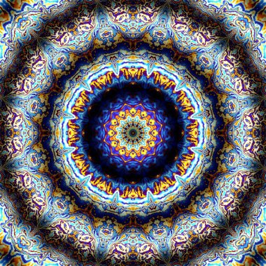 Soyut dijital fraktal model. Yuvarlak mandala dekoratif desen. Rahatlama taklidi.