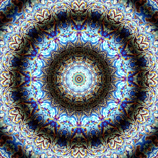 Soyut dijital fraktal model. Yuvarlak mandala dekoratif desen. Rahatlama taklidi.