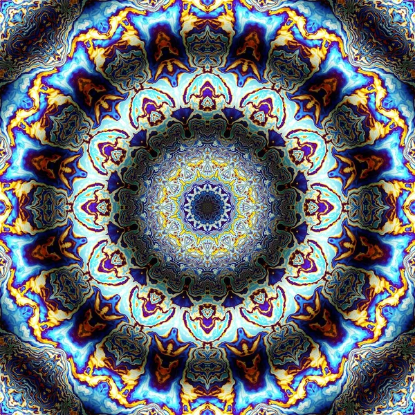 Soyut dijital fraktal model. Yuvarlak mandala dekoratif desen. Rahatlama taklidi.