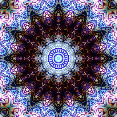 Soyut dijital fraktal model. Yuvarlak mandala dekoratif desen.