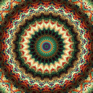 Soyut dijital fraktal model. Yuvarlak mandala dekoratif desen.