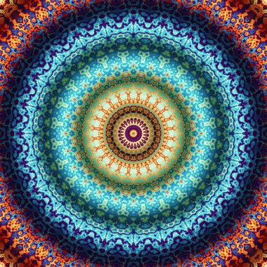 Soyut dijital fraktal model. Yuvarlak mandala dekoratif desen.