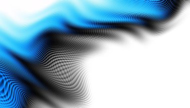 Soyut dijital fraktal model. Yatay oryantasyon. Beyaz arkaplanda çarpık mavi çizgiler.