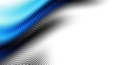 Soyut dijital fraktal model. Yatay oryantasyon. Beyaz arkaplanda çarpık mavi çizgiler.