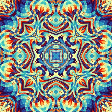 Soyut dijital fraktal model. Art Nouveau stilinde simetrik dekoratif süsleme deseni.