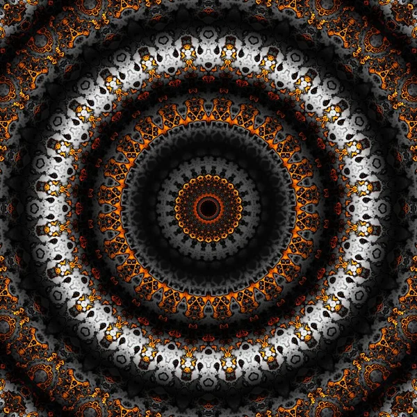 Abstract Digitaal Fractal Patroon Ronde Mandala Decoratieve Ornament Patroon Goud — Stockfoto
