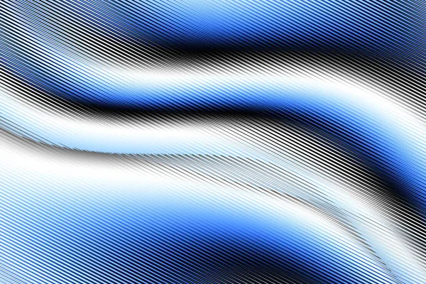 Abstract Digital Fractal Pattern Horizontal Orientation Expressive Curved Blue Lines — Stock Photo, Image