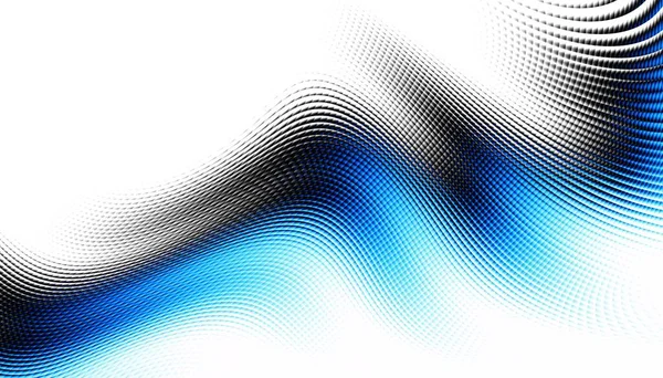 Abstraktní Digitální Fraktál Vodorovná Orientace Výrazné Zakřivené Modré Čáry Bílém — Stock fotografie