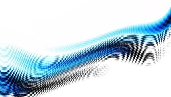 Soyut dijital fraktal model. Yatay oryantasyon. Beyaz arkaplanda çarpık mavi çizgiler.