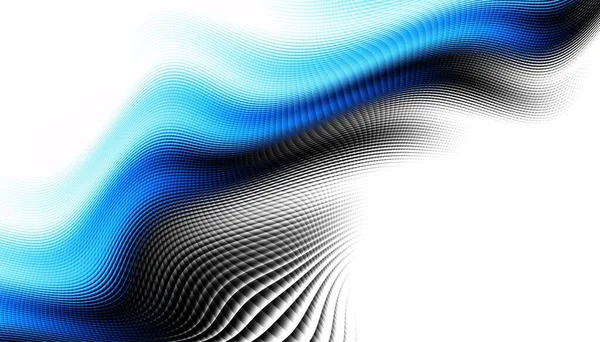 Modello Frattale Digitale Astratto Orientamento Orizzontale Espressive Linee Curve Blu — Foto Stock