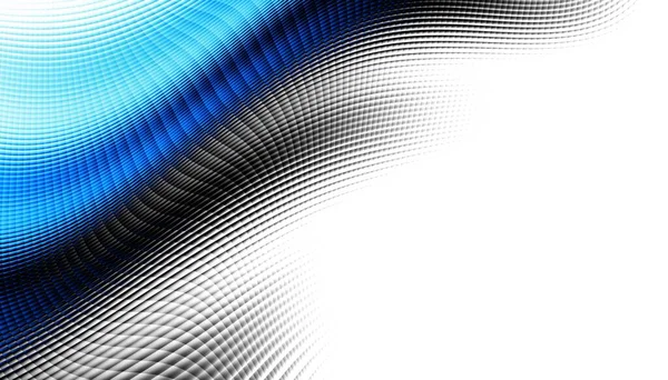 Soyut dijital fraktal model. Yatay oryantasyon. Beyaz arkaplanda çarpık mavi çizgiler.