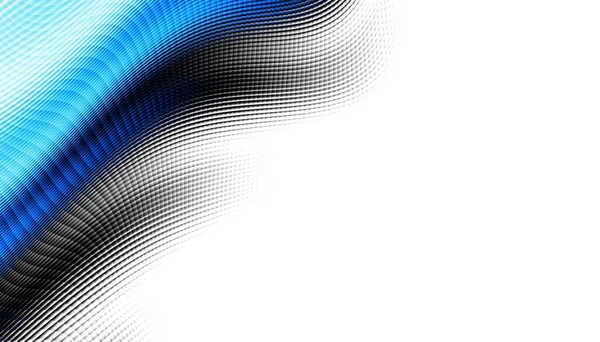 Absztrakt Digitális Fraktál Minta Vízszintes Tájolás Kifejező Íves Kék Vonalak — Stock Fotó