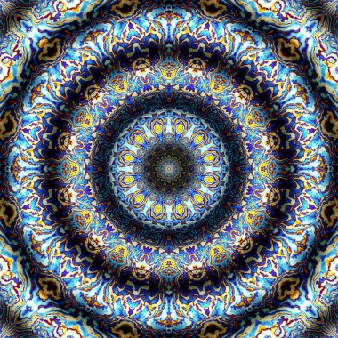 Soyut dijital fraktal model. Yuvarlak mandala dekoratif desen. Rahatlama taklidi.