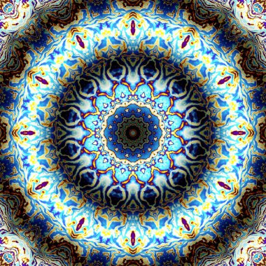 Soyut dijital fraktal model. Yuvarlak mandala dekoratif desen. Rahatlama taklidi.