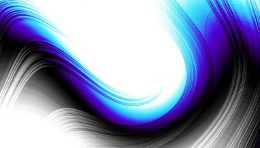 Soyut dijital fraktal model. Yatay oryantasyon. Boş beyaz arkaplanda eğri ince çizgiler.