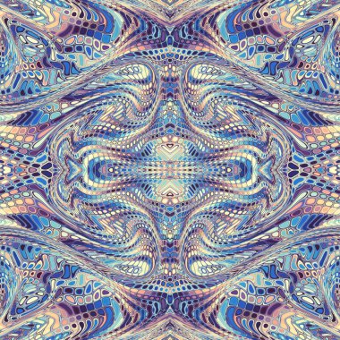 Soyut dijital sanat fraktal deseni. Art Nouveau stilinde simetrik dekoratif süsleme deseni