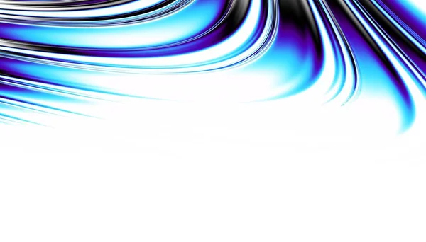 Padrão Fractal Digital Abstracto Linha Azul Curva Expressiva Fundo Branco — Fotografia de Stock