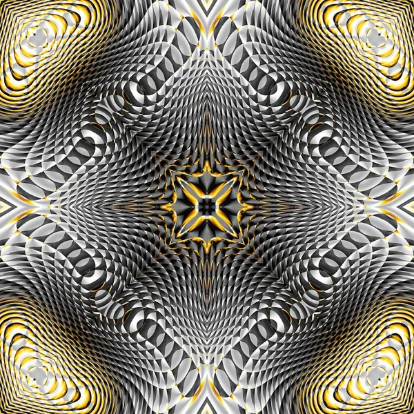 Abstrakt Digitalt Fraktalmönster Symmetriskt Böjt Mönster — Stockfoto