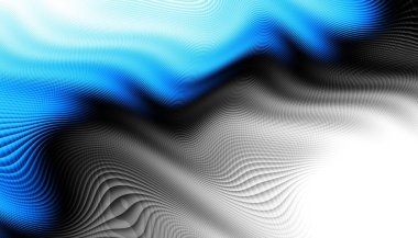 Soyut dijital fraktal model. Yatay oryantasyon. Beyaz arkaplanda çarpık mavi çizgiler.