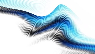 Soyut dijital fraktal model. Yatay oryantasyon. Beyaz arkaplanda çarpık mavi çizgiler.