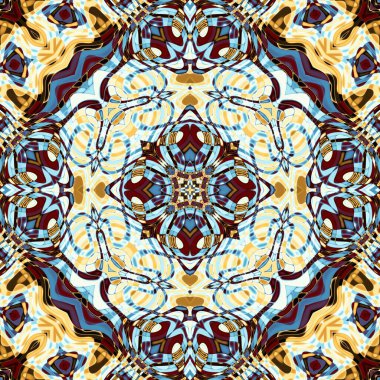 Soyut dijital fraktal model. Art Nouveau stilinde simetrik dekoratif süsleme deseni.