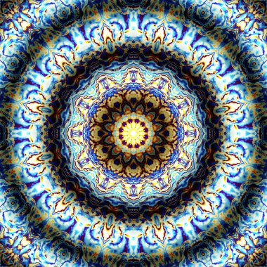 Soyut dijital fraktal model. Yuvarlak mandala dekoratif desen. Rahatlama taklidi.