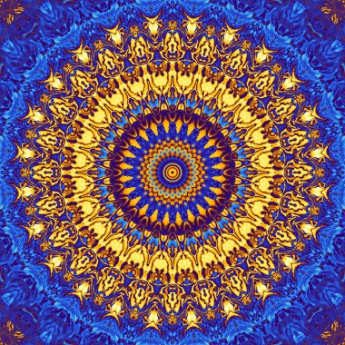 Soyut dijital fraktal model. Yuvarlak mandala dekoratif desen.