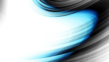 Soyut dijital fraktal model. Yatay oryantasyon. Boş beyaz arkaplanda eğri ince çizgiler.