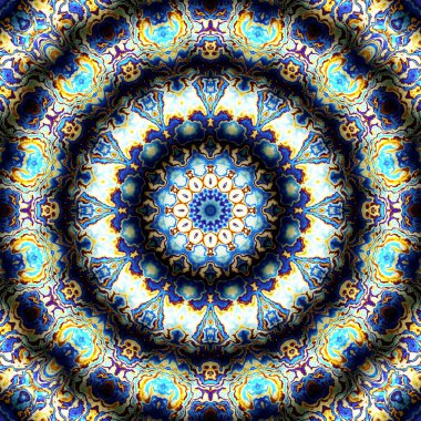 Soyut dijital fraktal model. Yuvarlak mandala dekoratif desen. Rahatlama taklidi.