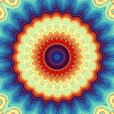 Soyut dijital fraktal model. Yuvarlak mandala dekoratif desen.