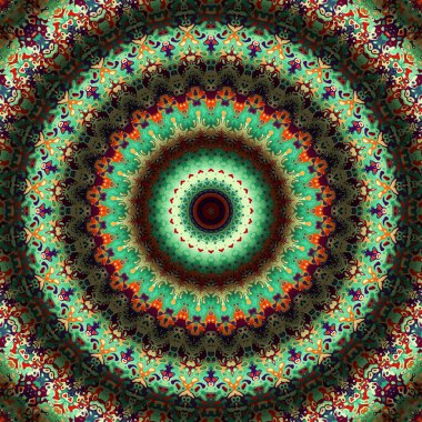 Soyut dijital fraktal model. Yuvarlak mandala dekoratif desen.