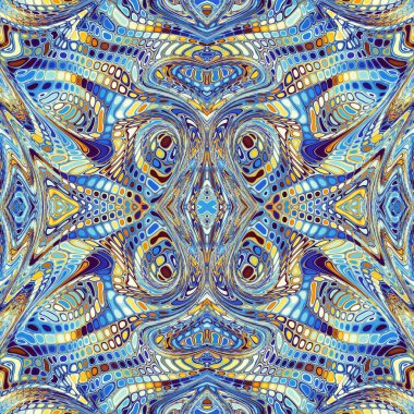 Soyut dijital sanat fraktal deseni. Art Nouveau stilinde simetrik dekoratif süsleme deseni