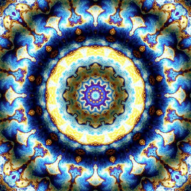 Soyut dijital fraktal model. Yuvarlak mandala dekoratif desen. Rahatlama taklidi.