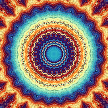 Soyut dijital fraktal model. Yuvarlak mandala dekoratif desen.