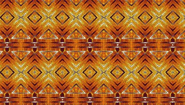 Soyut dijital fraktal model. Afrika etnik tarzında yatay kahverengi bir geçmişi var. Kabile süsü.