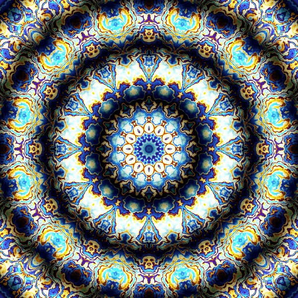 Soyut dijital fraktal model. Yuvarlak mandala dekoratif desen. Rahatlama taklidi.